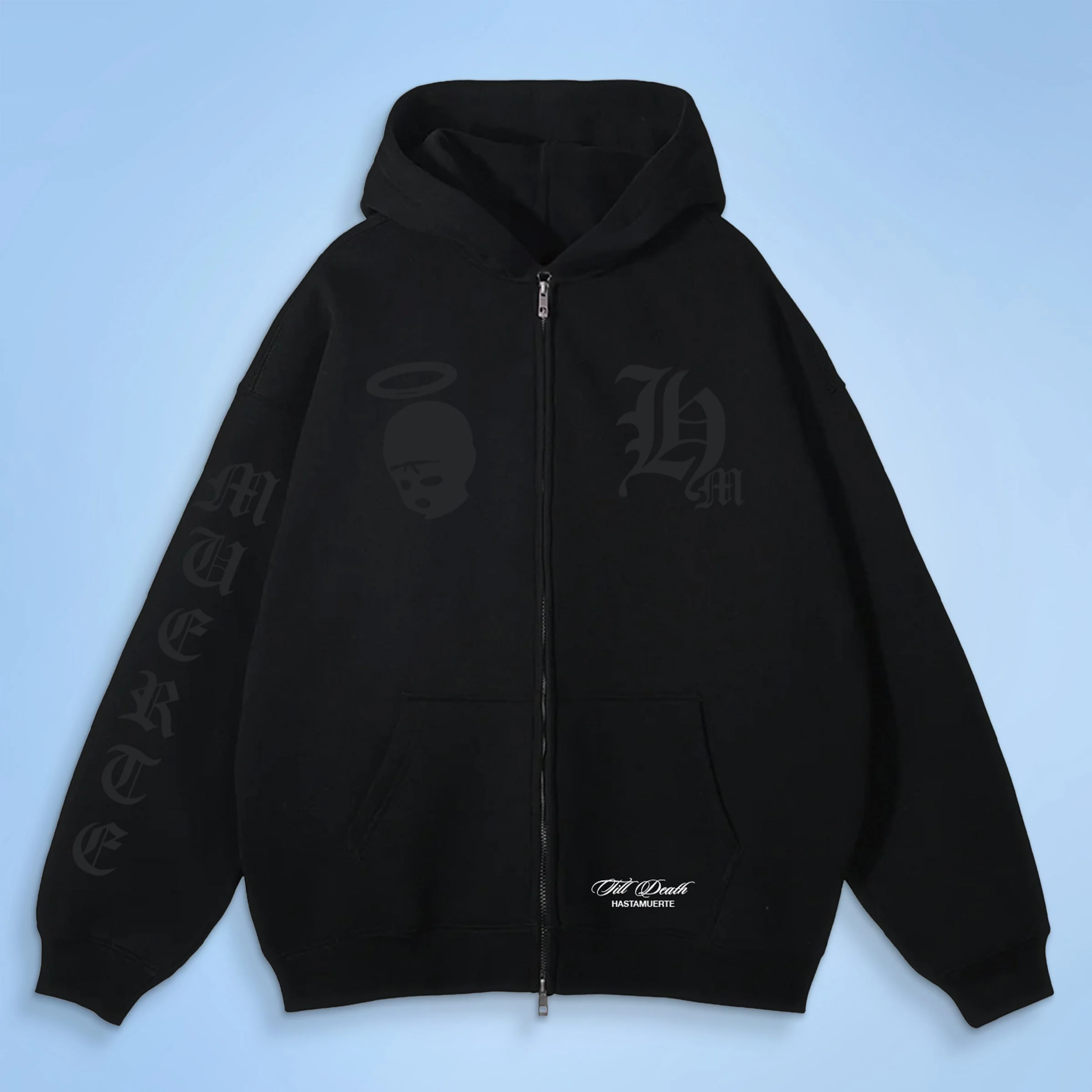 HM BLK - BLK F/B ZIP Hoodie (LW) - Image 3
