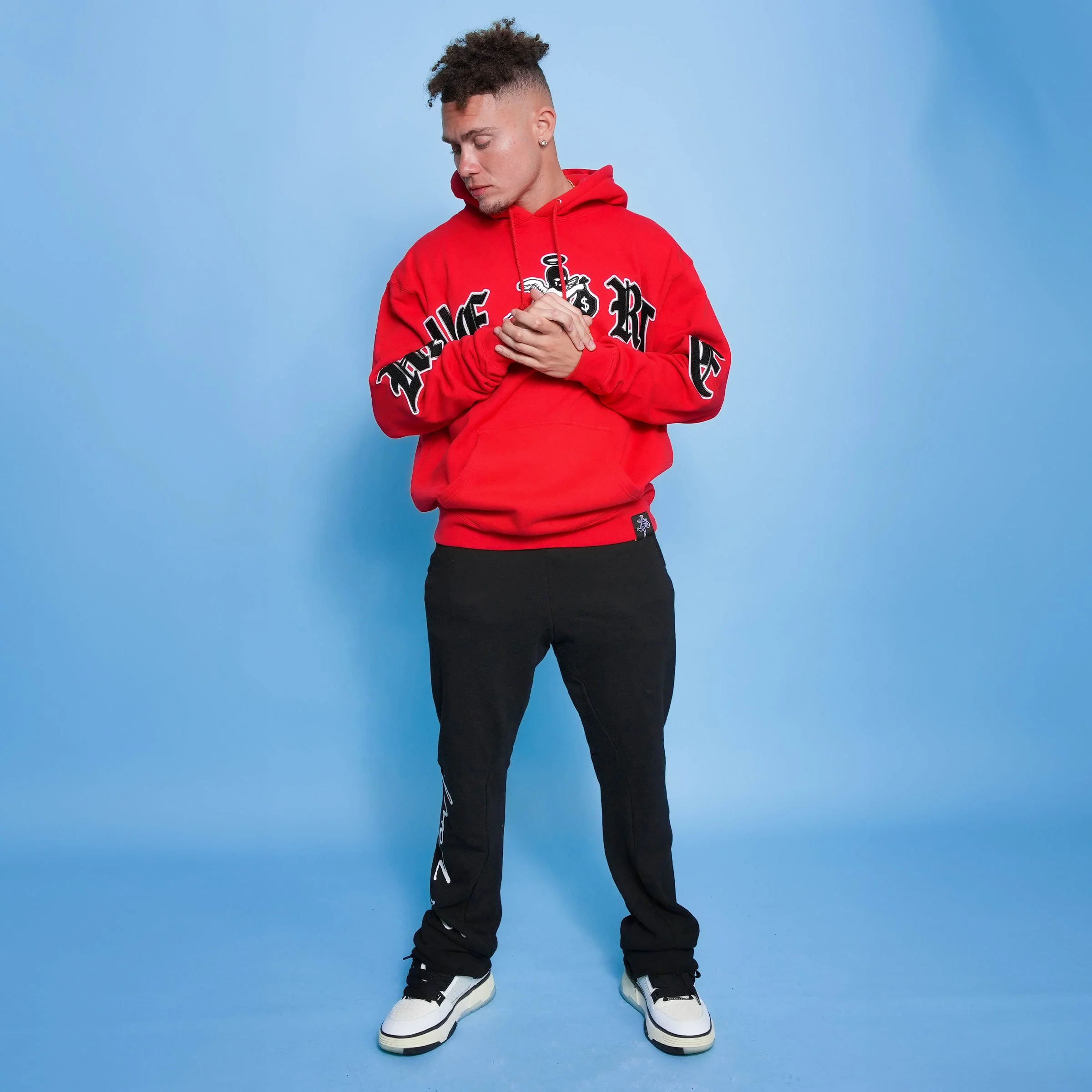 BLACK/GREY Motivated LTTRS RED Hoodie - Image 3