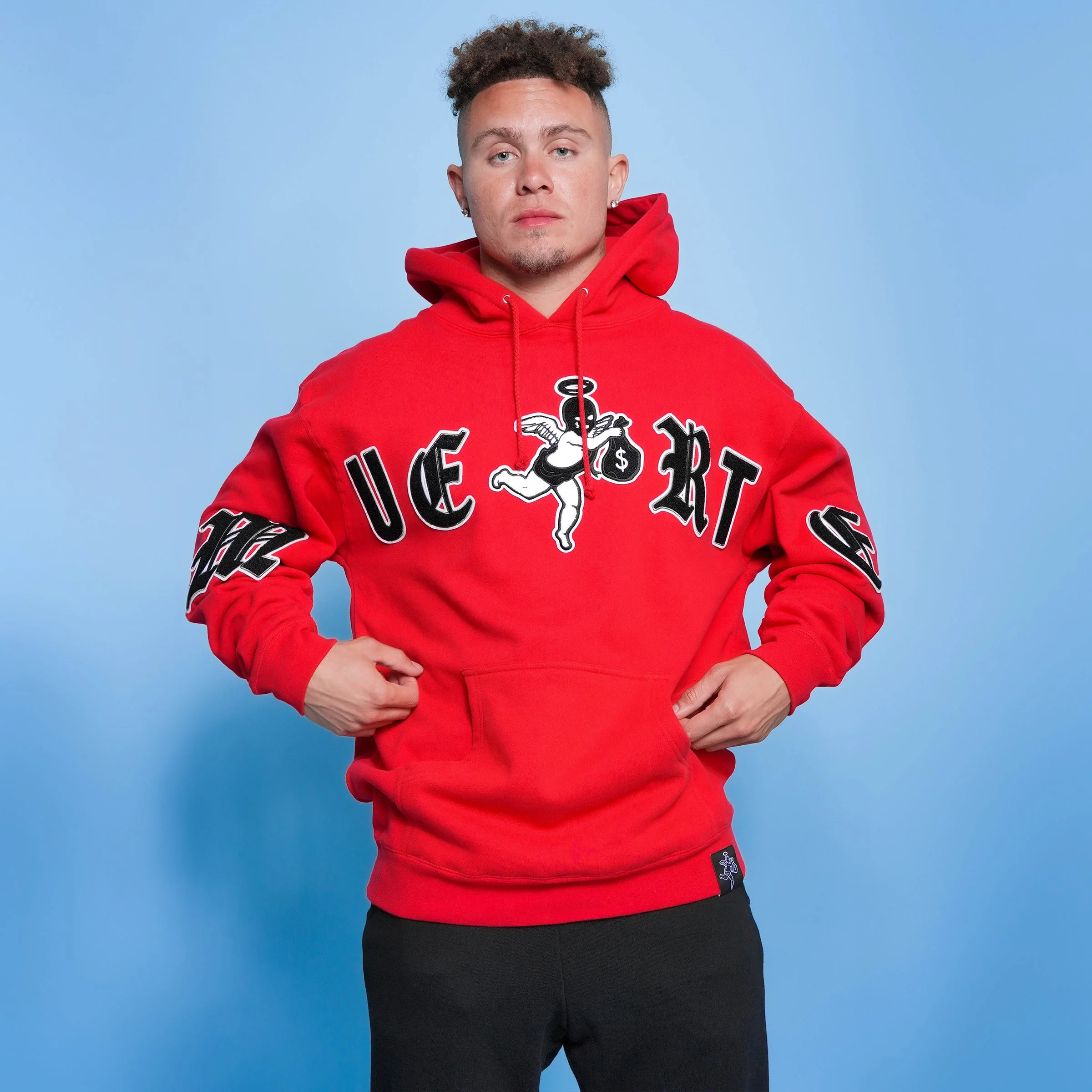 BLACK/GREY Motivated LTTRS RED Hoodie - Image 4