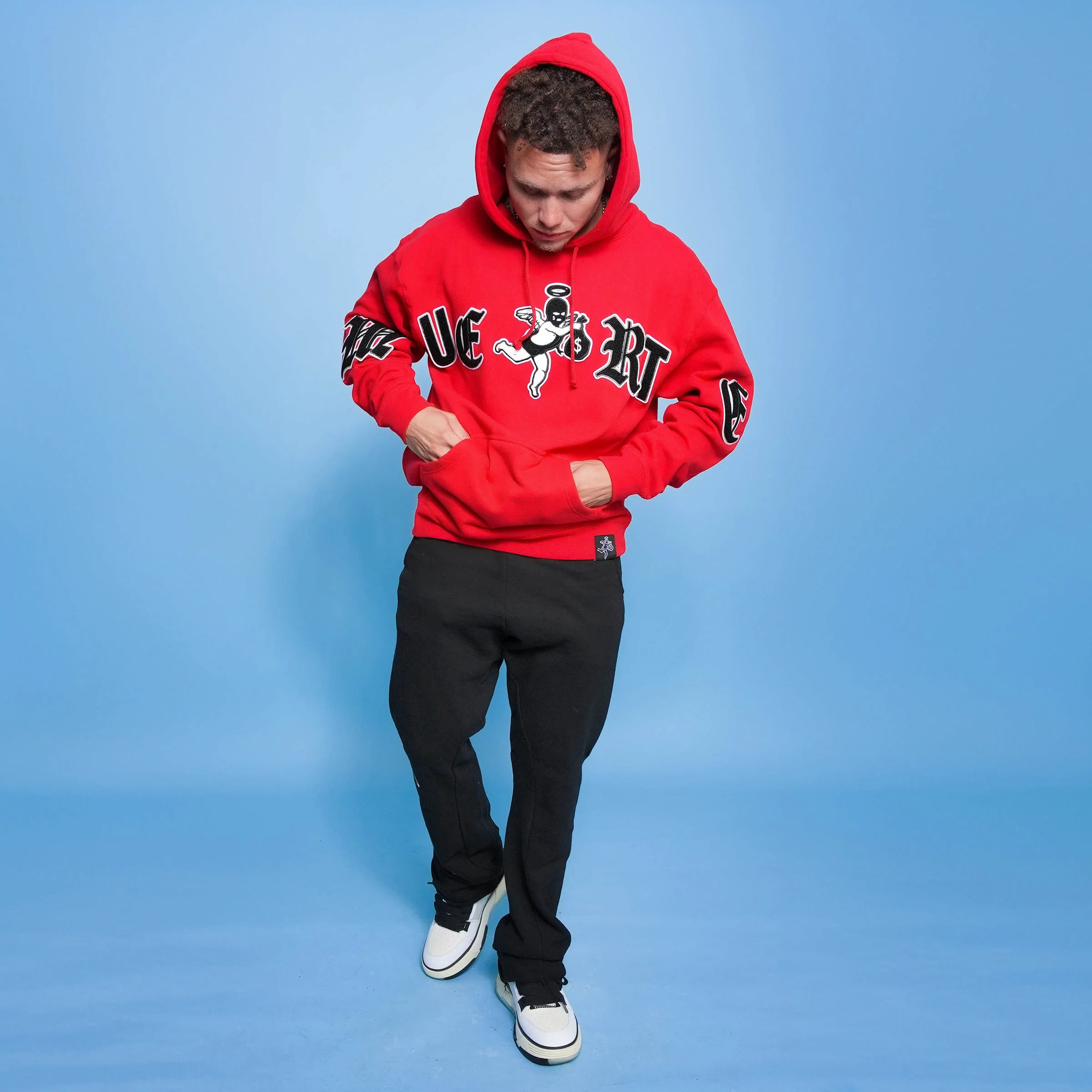 BLACK/GREY Motivated LTTRS RED Hoodie - Image 5