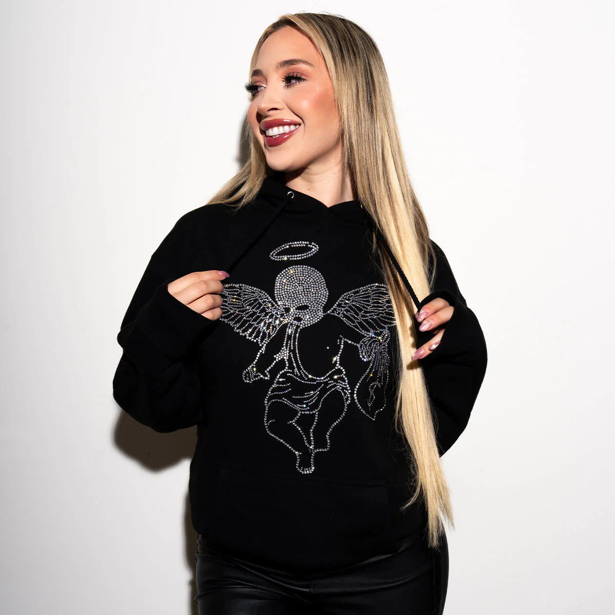 Rhinestone Ski Mask Angel Hoodie - HW - Image 12