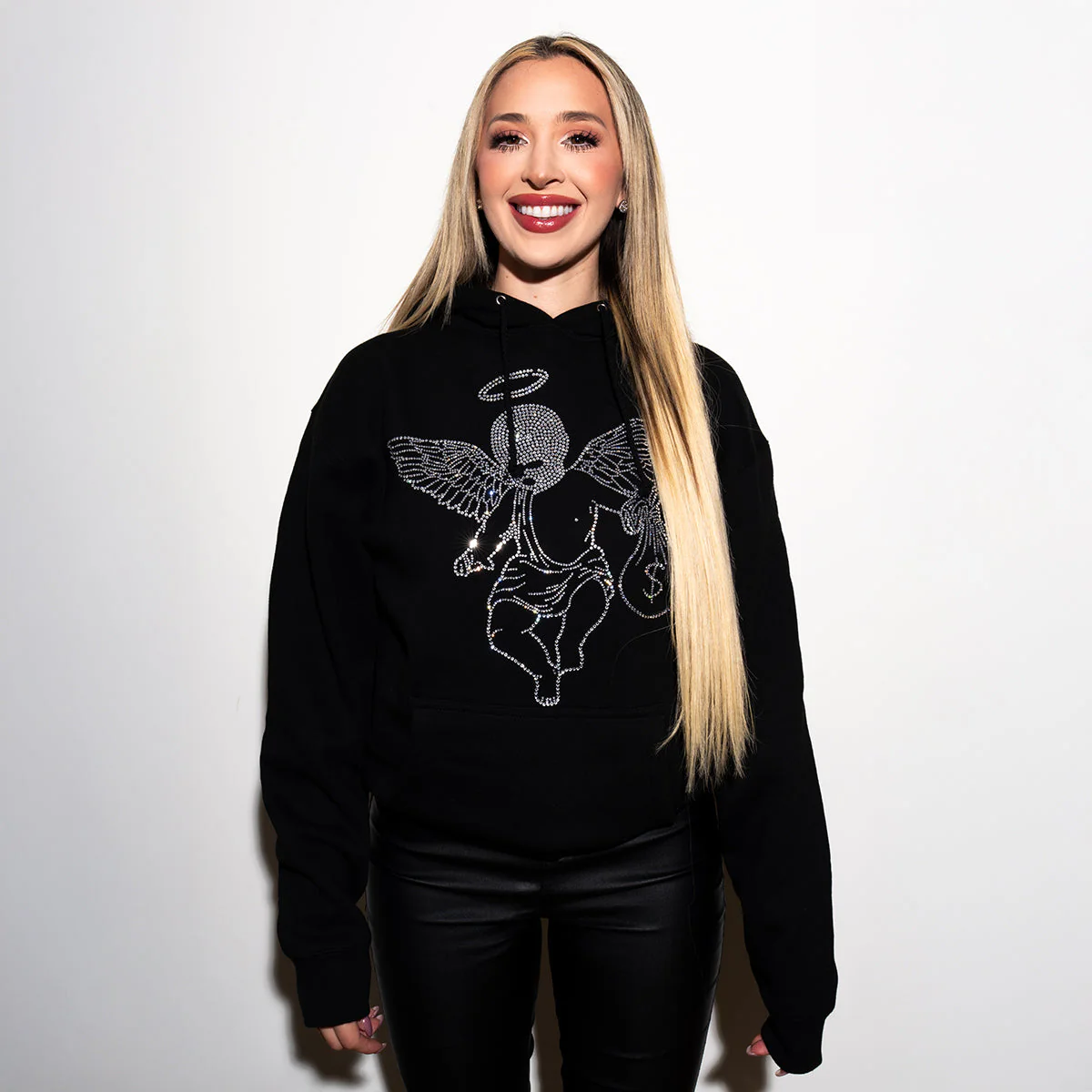 Rhinestone Ski Mask Angel Hoodie - HW - Image 13