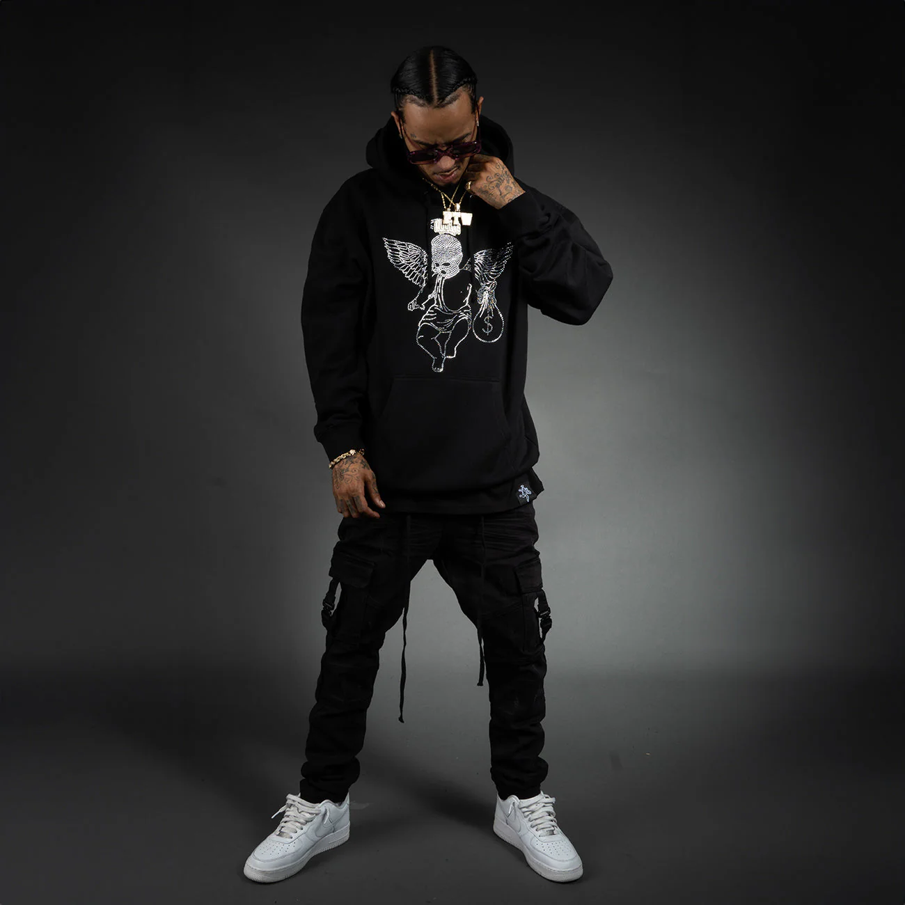 Rhinestone Ski Mask Angel Hoodie - HW - Image 4