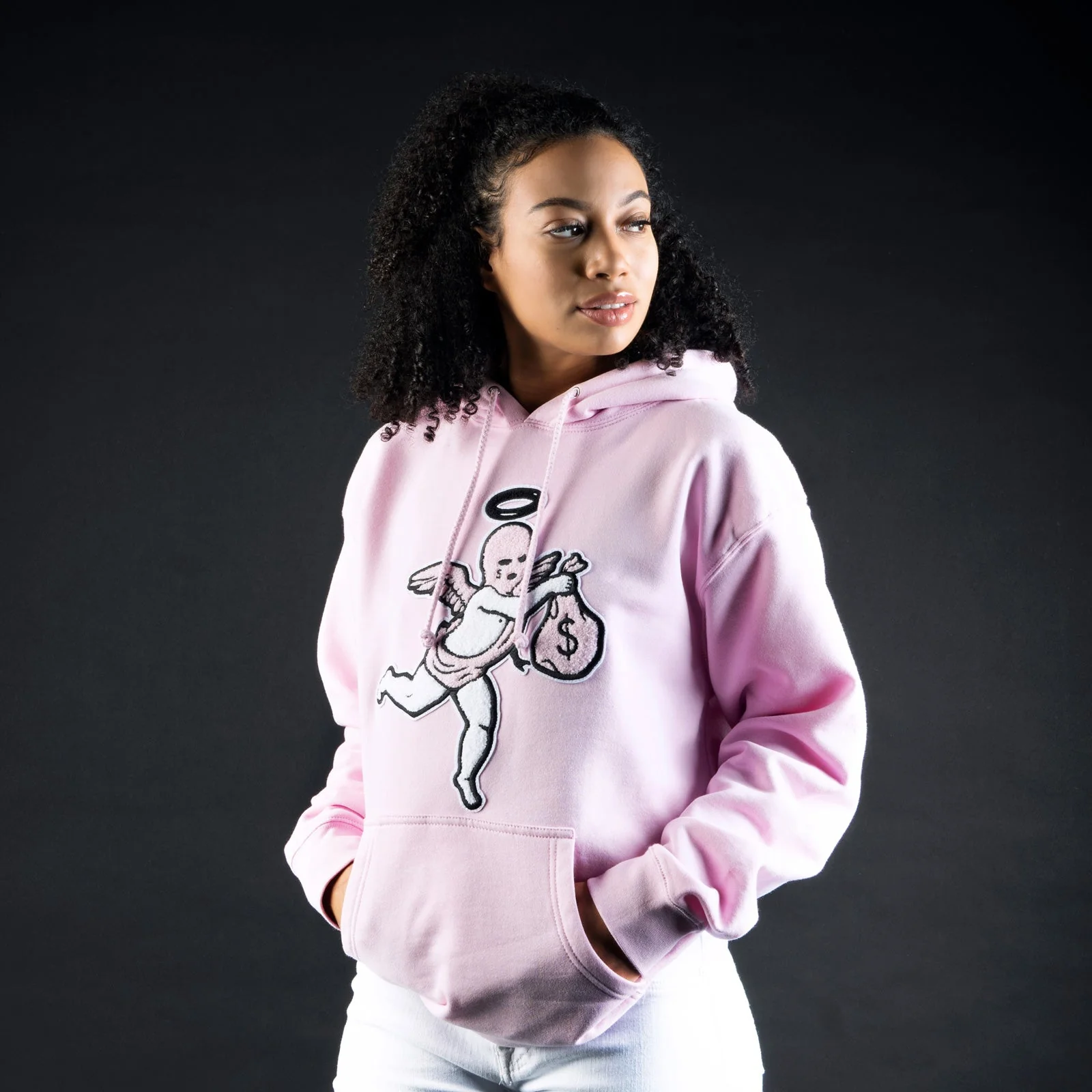 Pink Ski Mask Angel Chenille Patch Hoodie - HW - Image 8
